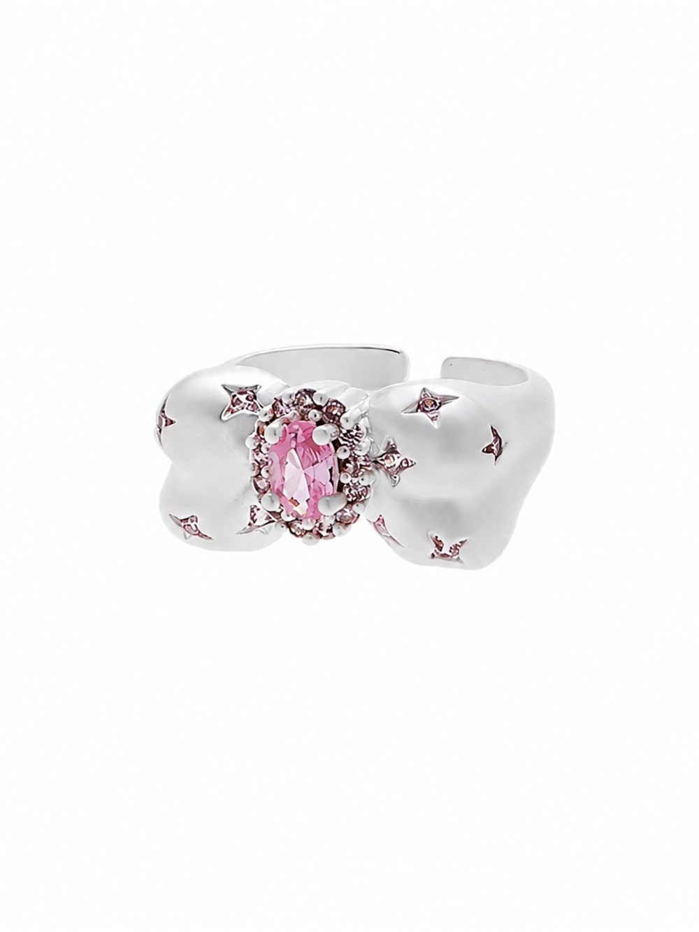 The Starlight Coquette Bow Ring - Adjustable open ring